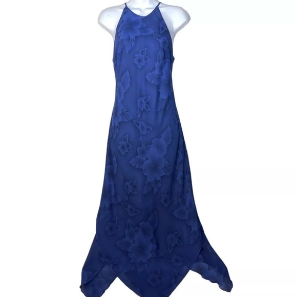 CDC Dresses & Skirts - Vintage Y2K Blue Sleeveless Maxi Dress Handkerchief Hem Open Back Sz 6